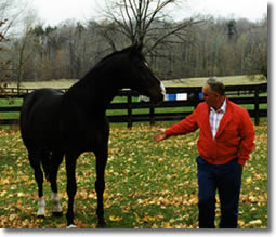 Ontario Breeders Production Sale's Bev Watson with 'Ramiro'